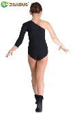 BODY DANZA LYCRA MONOSPALLA MANICA TRE QUARTI NERO BAMBINA